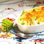 Romanescu gratinado con salsa de tomate y bechamel