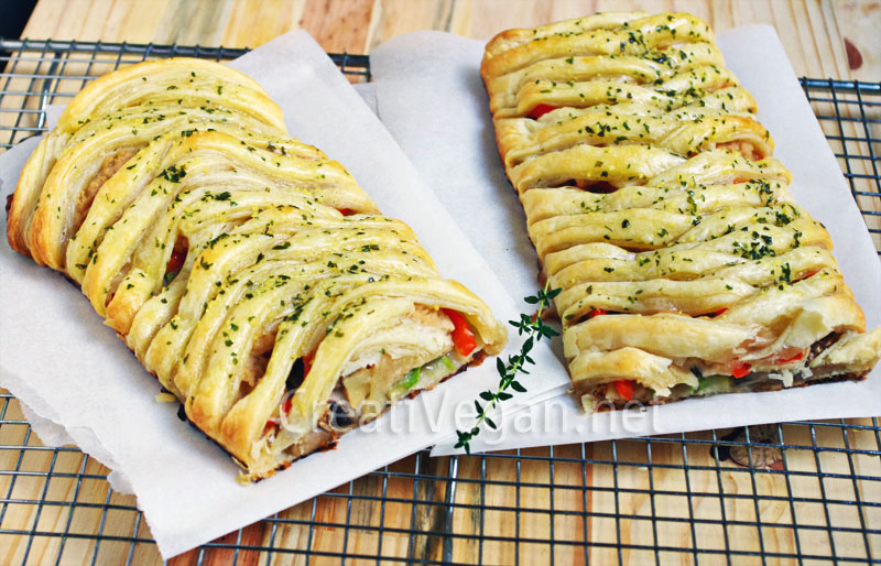 Trenza de hojaldre con verduras