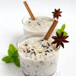 Arroz blanco y negro con leche de soja al cardamomo, anís estrellado y canela