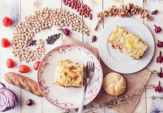 Lasaña de garbanzos y verduras