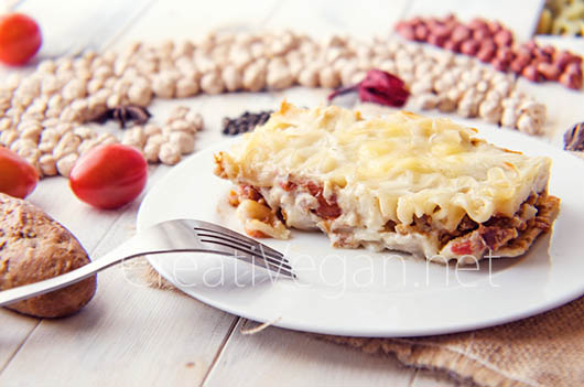 Lasaña de garbanzos y verduras