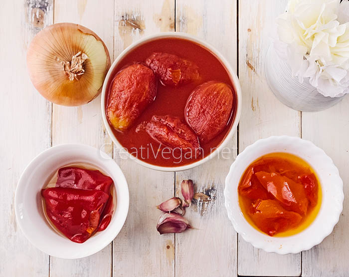Ingredientes para salsa de tomate "de lata" - CreatiVegan.net