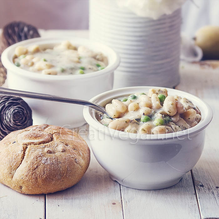 Guiso blanco de alubias con tempeh - CreatiVegan.net