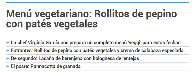 Menú vegano en RTVE