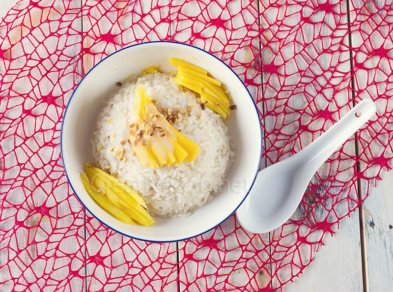 Arroz glutinoso con mango (Khao Niao Mamuang) - CreatiVegan.net