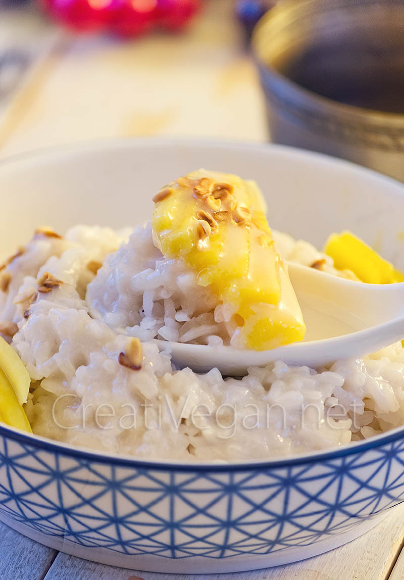 Arroz glutinoso con mango (Khao Niao Mamuang) - CreatiVegan.net