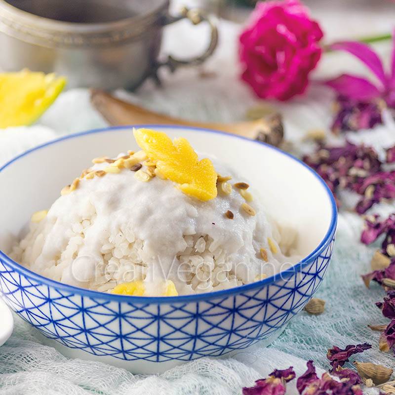 Arroz glutinoso con mango (Khao Niao Mamuang) - CreatiVegan.net